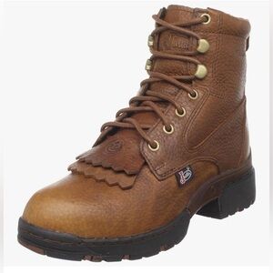 Justin George Strait Waterproof Double Kiltie Lace Up Ankle Boots Women's 6B